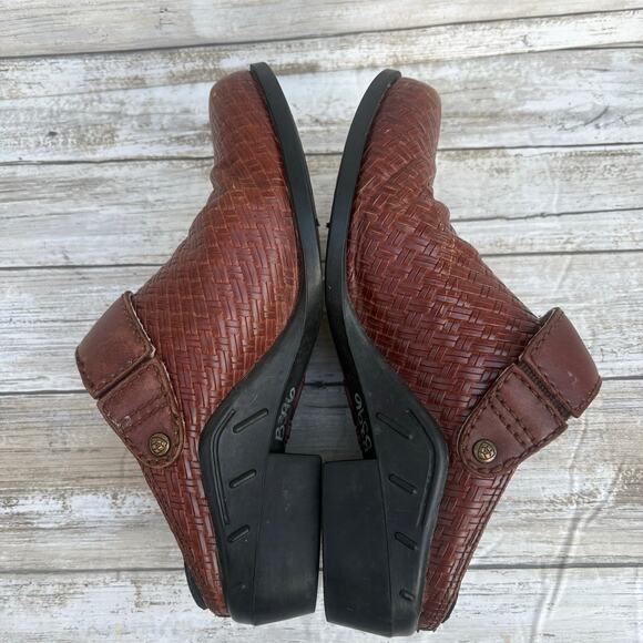Ariat Shoes Sz 6 Mules Slingback Brown Woven Leather Western Chunky Cowgirl Boho - Picture 7 of 14